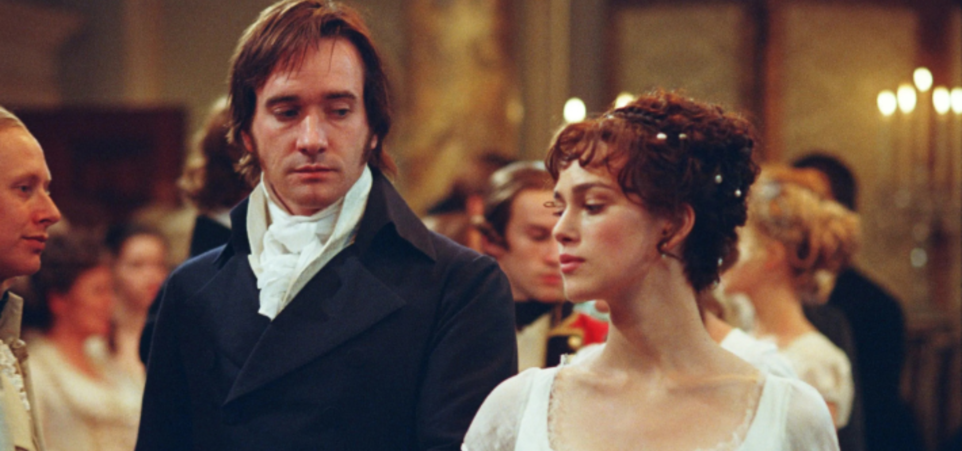Keira Knightley and Matthew Macfadyen as Elizabeth Bennet and Mr. Darcy in Pride and Prejudice